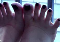 Intense jerking off with pleaser shoes and spitting toes