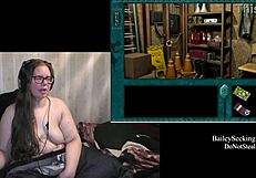 Naked Brunette BBW Plays Haunted Carousel Game