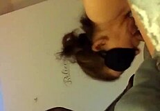 blindfolded old man receives sloppy blowjob from eager amateur