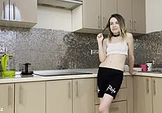 Stepsister gets rough anal in kitchen by brother's friend.