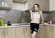 Stepsister gets rough anal in kitchen by brother's friend.