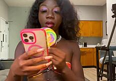 Lola Black sexy live licking lollipop backstage