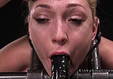 Blonde babe in extreme bondage, flogged hard and fucked rough! Wow, that's intense! 😱