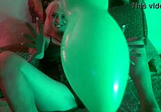 blonde amateur meets alien in wild inflatable solo scene. bizarre encounter shocks her senses.