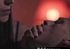 Melanie Brooks rides big cock cowgirl style in kinky trans scene.