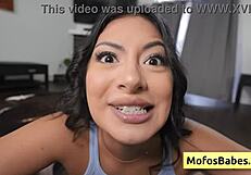 Beautiful brunette craves monster cock for blowjob