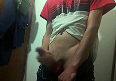 At Work's Bathroom: Huge Cock Masturbation Leads to Great Cumshot