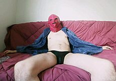 I end with cum on the sofa after big cock masturbation