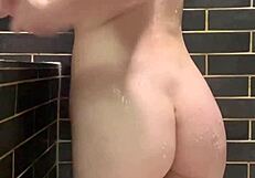 Dirty talking while masturbating with dildo on big tits