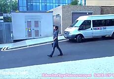 blonde teen flashing in public outdoor exhibition