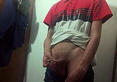 At Work's Bathroom: Huge Cock Masturbation Leads to Great Cumshot