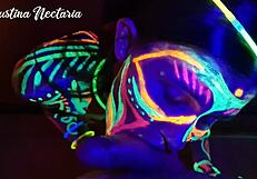 Wild Slim Girl Fucked Under UV Light With Monster Cock