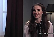 The brunette slave begs, 'tie me up and flog my ass before anal banging me rough' in bdsm.