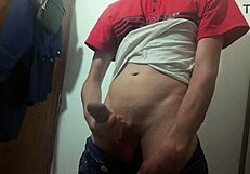 At Work's Bathroom: Huge Cock Masturbation Leads to Great Cumshot