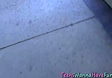 real teen 18+s in lingerie and stockings suck big cock at party