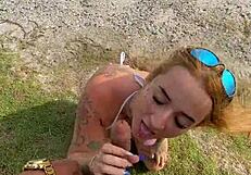 Blonde Charges For Beach Blowjob