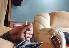 Masturbating My Cock In The Living Room With Panties!