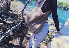 outdoor hiking sex-vlog with girlfriend blowjob big tits squirting