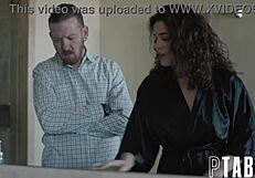 Johnny Goodluck and Victoria Voxxx smile for the camera during blowjob