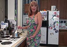 Mature Housewife Raehart Enjoys Kitchen Pleasures In Uniform.