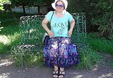 Hairy mature in transparent dress