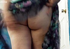 Hairy mature in transparent dress