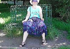 Hairy mature in transparent dress