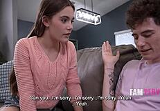 Belle-soeur suce beau-frère vierge et le chevauche cowgirl