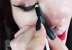 Backstage Of A Hot Brunette With Girlfriend And Tongue.