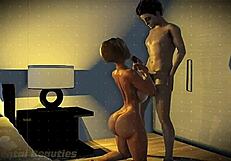 Milf Gives Detailed Blowjob to Teen in Cartoon