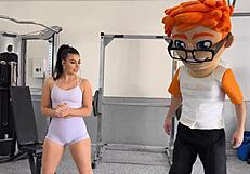 she's sweaty from squats and deep thrusts in my personal training session with gal ritchie on porndudecasting.