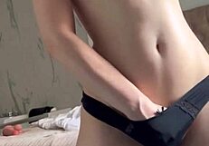 cute girl feels intense orgasm masturbating with dildo