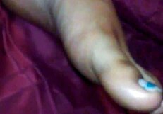 ebony feet tease with footjob cumshot