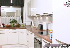 hey, wanna see this skinny german milf get banged standing in the kitchen?