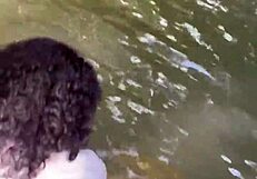 Fucking girlfriend on public river