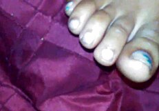 ebony feet tease with footjob cumshot