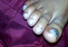 ebony feet tease with footjob cumshot
