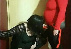 Crossdresser performs ass to mouth