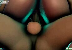 Peach's big tits and ass get fucked in contrasting hardcore scene