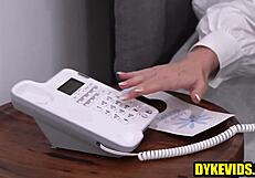 Young Blonde Fucked Hard by Lesbian Boss with Strapon Action