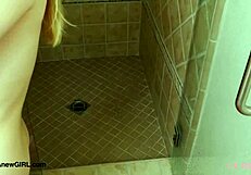 Hot blonde teen showers after massage 😊