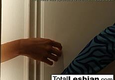 Interracial Lesbian Threeway in Bathtub