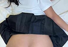 18yo Thai student gets slammed and creampied by foreigner in tight POV after school. Her skinny frame takes it all!