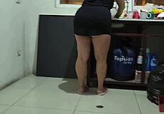 Grabbing my friend's mom while she cleans and fucking her