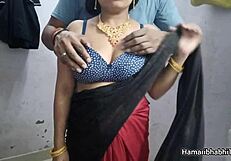 Indian bhabhi enjoys passionate sex in saree with her husband