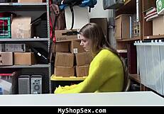 busty blonde teen rides lp officer in office