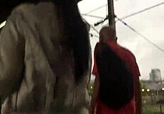 Jacket And Boots On Train Hide Candid Ass In Nylon Jeans