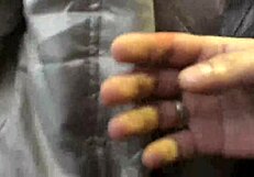 Jacket And Boots On Train Hide Candid Ass In Nylon Jeans