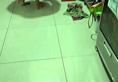 Grabbing my friend's mom while she cleans and fucking her