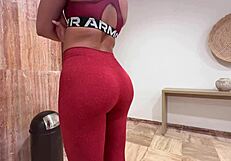 Horny athletic teacher in gym lingerie fucks petite student with huge butt if exam passed